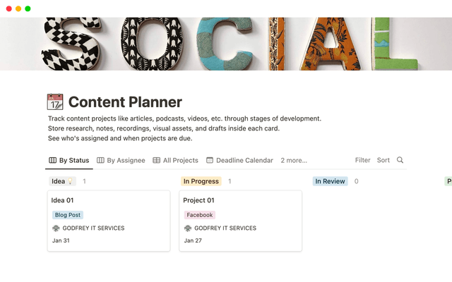 Content Planner Notion Template